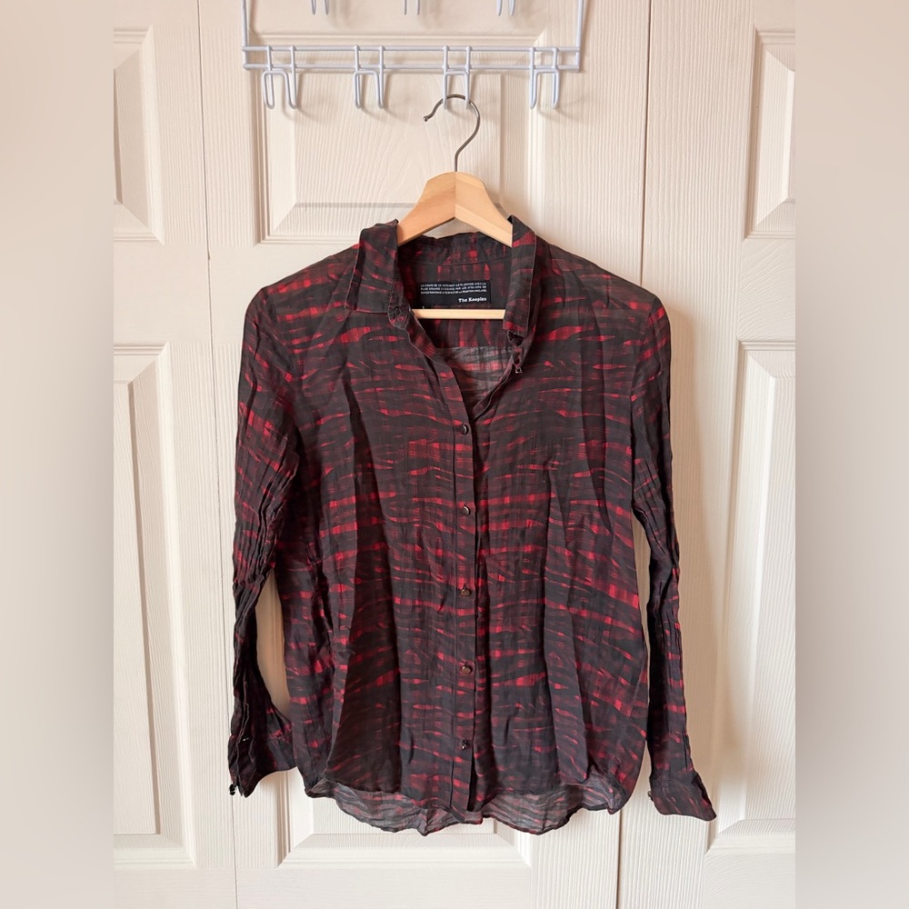 The Kooples Red and Black Button-Down Shirt